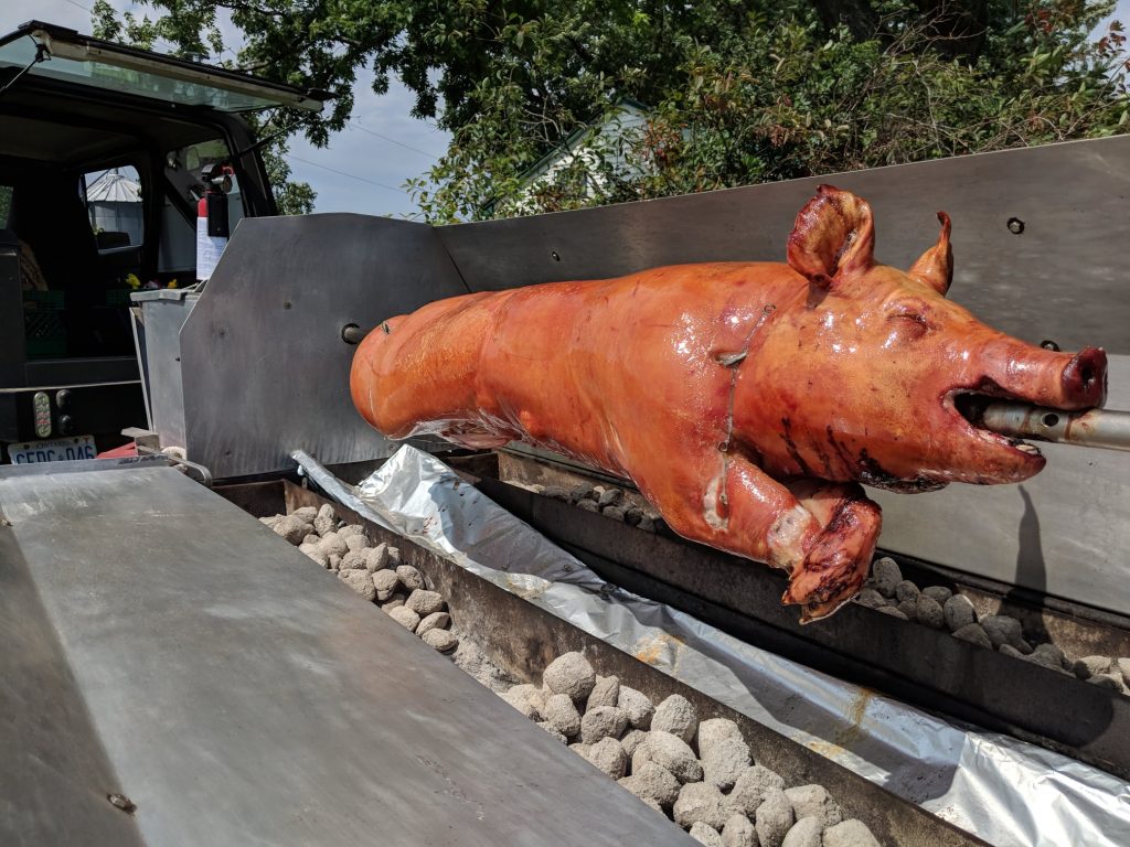 Rotisserie Whole Pig on spit
